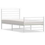 vidaXL Cadre de lit métal avec tête de lit/pied de lit blanc 100x190cm