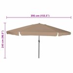 vidaXL Parasol de jardin 395 x 245 cm taupe