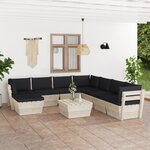 vidaXL Salon de jardin palette 9 Pièces avec coussins Épicéa imprégné
