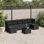 vidaXL Salon de jardin 8 Pièces avec coussins noir résine tressée