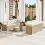 vidaXL Ensemble de canapé de jardin 11 Pièces Beige polyrotin