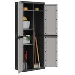 vidaXL Armoire de rangement d'extérieur gris et noir 65x37x165 cm PP