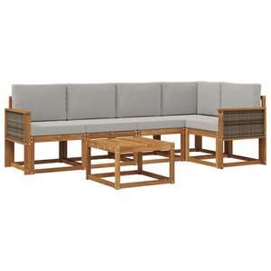 vidaXL Ensemble de canapés d'extérieur 6 pc Naturel et gris clair