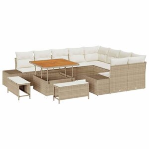vidaXL Ensemble de canapé de jardin avec coussin 12 Pièces Beige et crème