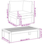 vidaXL Salon de jardin avec coussins 4 Pièces bois d'acacia massif