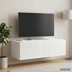 vidaXL Meuble TV mural Montage mural Blanc brillant 98 x 41 x 30 cm