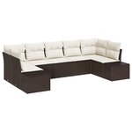 vidaXL Ensemble de canapé de jardin 7 Pièces Marron et Crème Poly rotin