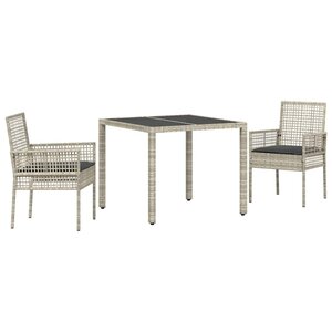 vidaXL Ensemble de salle à manger pour jardin 3 Pièces Gris clair