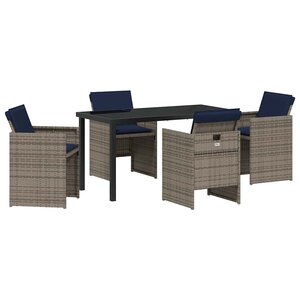 vidaXL Ensemble de salle à manger pour jardin 5 Pièces Gris Poly rotin