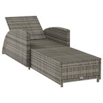 vidaXL Chaise longue avec coussin gris foncé Résine tressée Gris