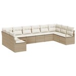 Ensemble de canapé de jardin 10 pièces avec coussins Beige Poly Rotin