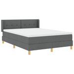 vidaXL Lit à Ressorts avec matelas Gris foncé 140 x 200 cm tissu