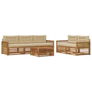 vidaXL Ensemble de canapés d'extérieur 6 pc Naturel et Beige