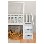 Lit cabane mi-haut pin bleu