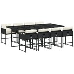 vidaXL Ensemble à manger de jardin 9Pièces coussins noir résine tressée