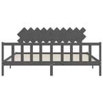 vidaXL Cadre de lit avec tête de lit gris 200x200 cm bois massif