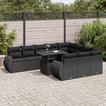 vidaXL Salon de jardin 11 Pièces avec coussins noir résine tressée