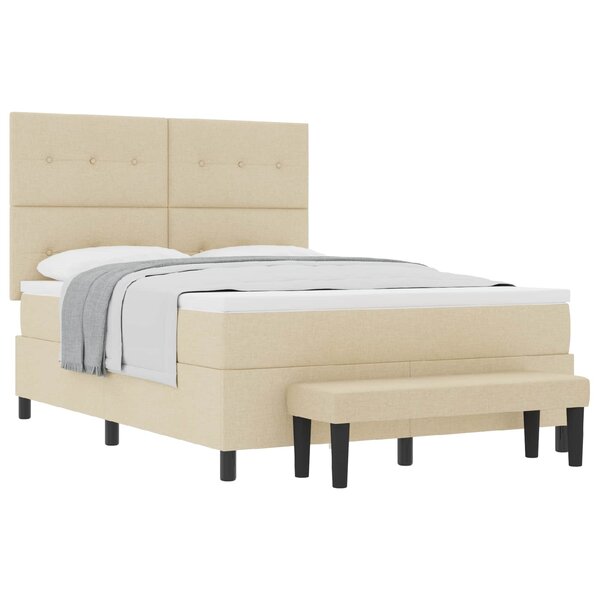 vidaXL Lit à ressorts avec matelas Crème 160 x 200 cm tissu
