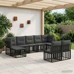 vidaXL Ensemble de canapés d'extérieur Noir et Gris foncé Polyester
