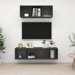 vidaXL Ensemble de meubles TV 2 Pièces Gris Bois d'ingénierie