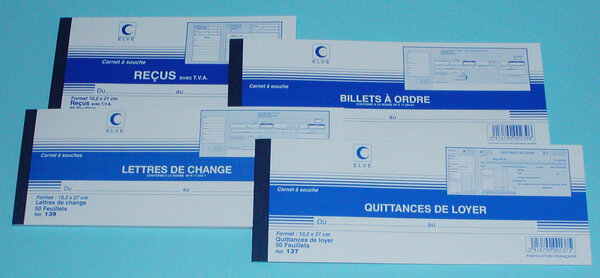 Carnet à souche RECUS AVEC TVA 105 x 270 mm 50 Feuillets ELVE