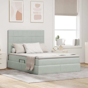 vidaXL Lit avec rangement et LED Gris clair 140 x 200 cm Velours