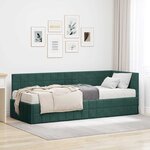 vidaXL Cadre de lit d'angle avec matelas 2 Pièces Vert Velours