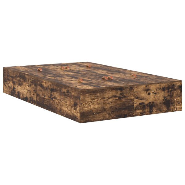 Cadre de lit de rangement vidaXL Chêne fumé 120x200 cm