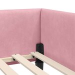 vidaXL Cadre de lit d'angle Rose 90 x 200 cm Velours et bois stratifié