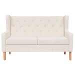 vidaXL Canapé à 2 places tissu blanc crème