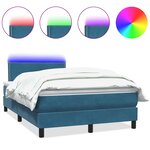 vidaXL Sommier à lattes de lit et matelas et LED bleu foncé 120x210cm velours