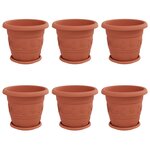 vidaXL Pots de plantes 6 Pièces Rouge brique Ø 26 x 21.5 cm Plastique
