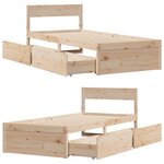 vidaXL Cadre de lit sans matelas 90x200 cm bois de pin massif