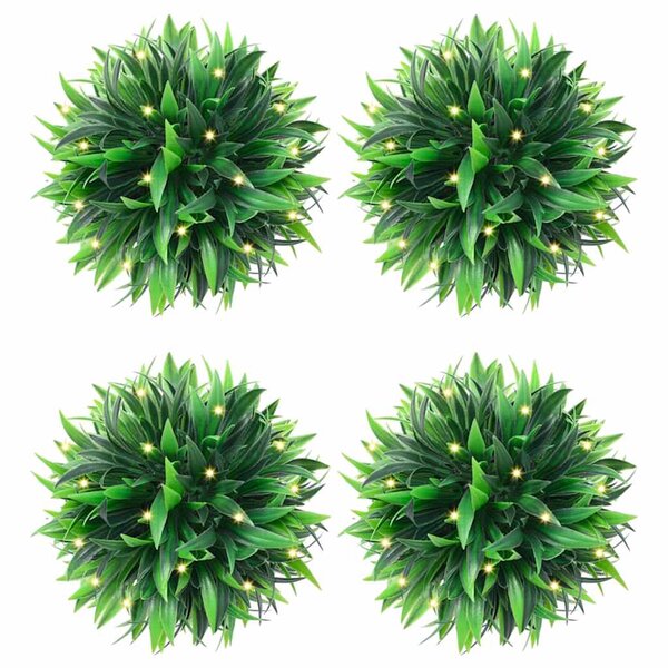 vidaXL Boules de buis artificielles avec lumières LED 4 Pièces vert 15 cm