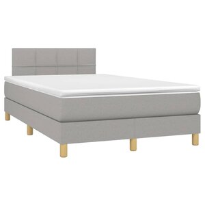 vidaXL Sommier à lattes de lit et matelas gris clair 120x190 cm tissu