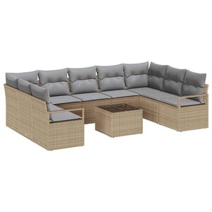 vidaXL Ensemble de canapé de jardin 10 Pièces Beige et Gris clair