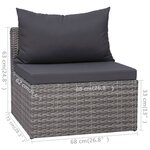 vidaXL Salon de jardin 9 Pièces avec coussins Résine tressée Gris