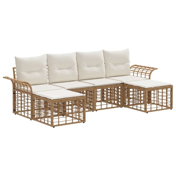 vidaXL Ensemble de canapés d'extérieur 6 pc Blanc Naturel et Crème