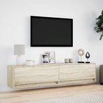vidaXL Meuble TV mural avec LED chêne sonoma 180x31x38 cm