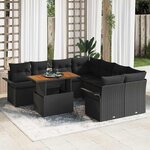 vidaXL Ensemble de canapé de jardin 9 Pièces Noir Poly rotin