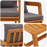 vidaXL Ensemble bistrot avec coussin 2 Pièces Marron Bois d'acacia massif