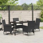 vidaXL Ensemble de salle à manger pour jardin 5 Pièces Noir Poly rotin