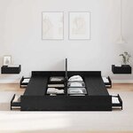 vidaXL Cadre de lit avec rangement avec tiroir Chêne noir 140 x 200 cm