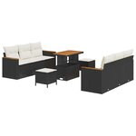 vidaXL Ensemble de canapé de jardin avec coussin 9 Pièces Noir Poly rotin