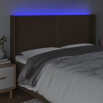 vidaXL Tête de lit à LED Marron foncé 163x16x118/128 cm Tissu