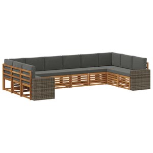 vidaXL Ensemble de canapés d'extérieur 10 Pièces Naturel et Anthracite
