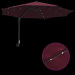 vidaXL Parasol de jardin mural avec LEDs Rouge Bordeaux 248 cm