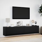 vidaXL Meuble TV mural avec LED noir 180x31x38 cm