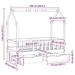 vidaXL Cadre de lit enfant avec tiroirs sans matelas 80x170 cm bois