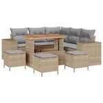 vidaXL Ensemble de canapé de jardin 9 Pièces Beige  Gris clair